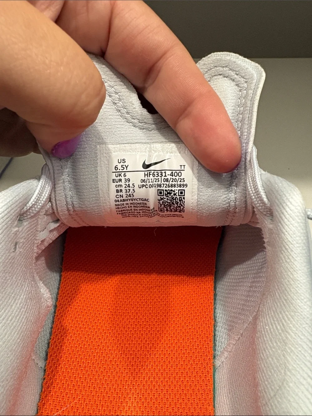 Nike Women’s White Sneakers with Lavender Swoosh